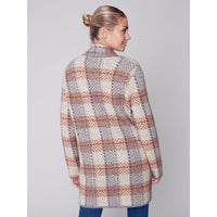 SHAWL NECK PLAID JACQUARD CARDIGAN-Jackets & Sweaters-CHARLIE B-Coriander