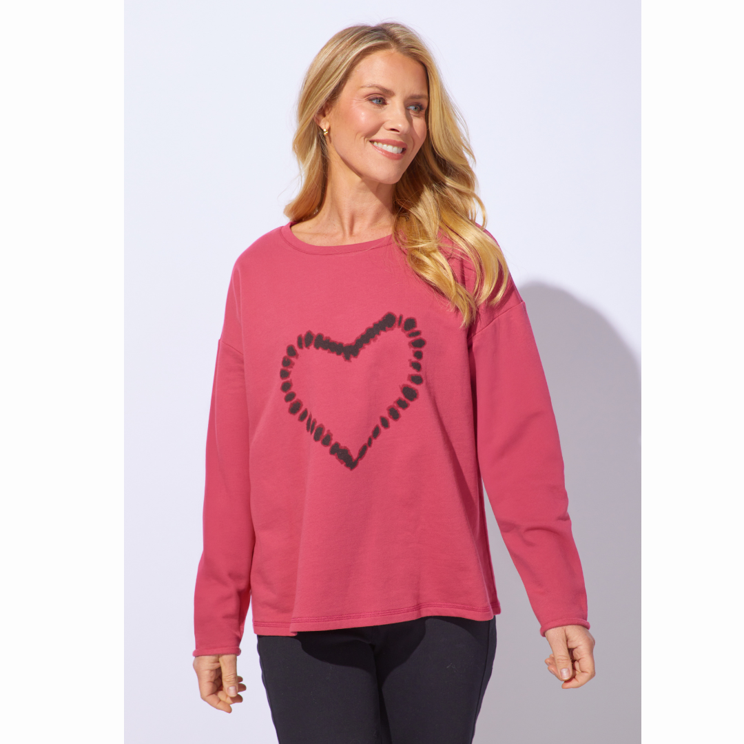 SHIBORI HEART PULLOVER-Tops-ESCAPE-SMALL-GARNET-Coriander