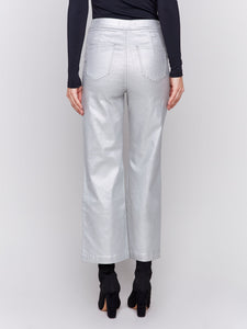 SHINY WAX FLARE LEG PANT-Bottoms-CHARLIE B-Coriander