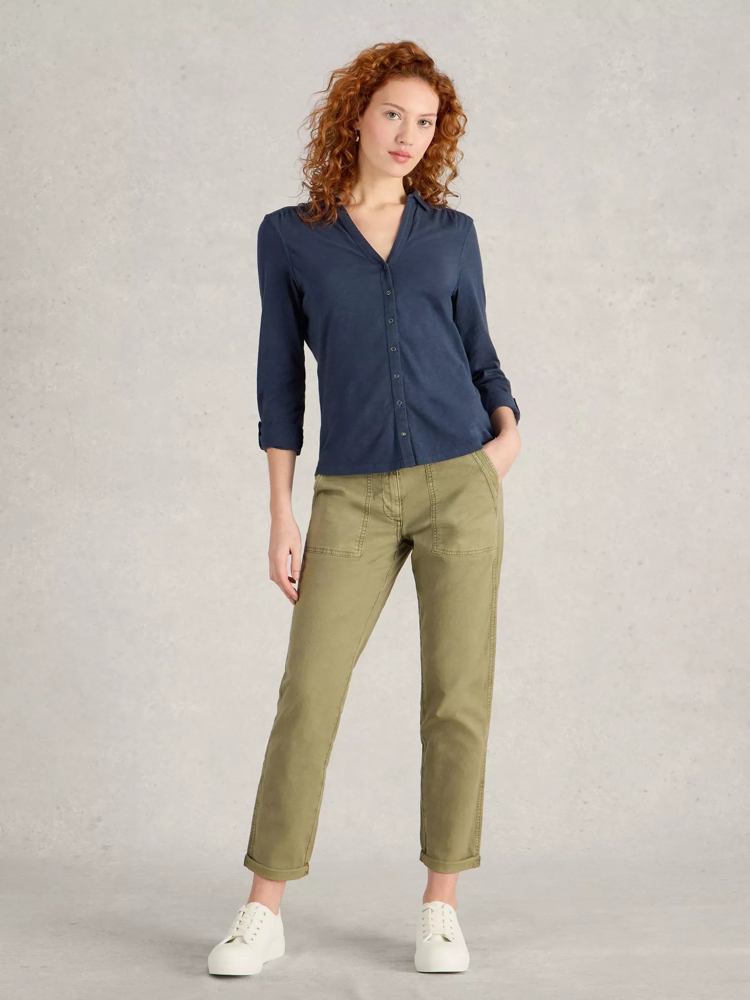 SHIRT | ANNIE JERSEY: NAVY-Tops-WHITE STUFF-Coriander