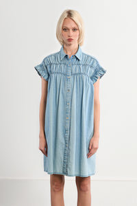 SHIRT DRESS | COTTON CHAMBRAY-Dress-MOLLY BRACKEN-Coriander