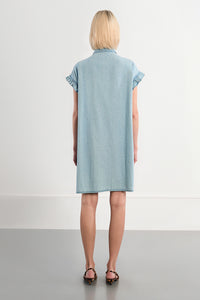 SHIRT DRESS | COTTON CHAMBRAY-Dress-MOLLY BRACKEN-Coriander