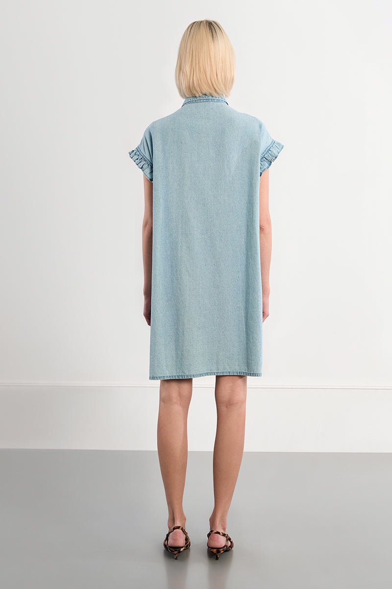 SHIRT DRESS | COTTON CHAMBRAY-Dress-MOLLY BRACKEN-Coriander