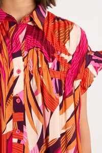 SHIRT DRESS | MARQUISE SMOCKED-Dress-MOLLY BRACKEN-Coriander