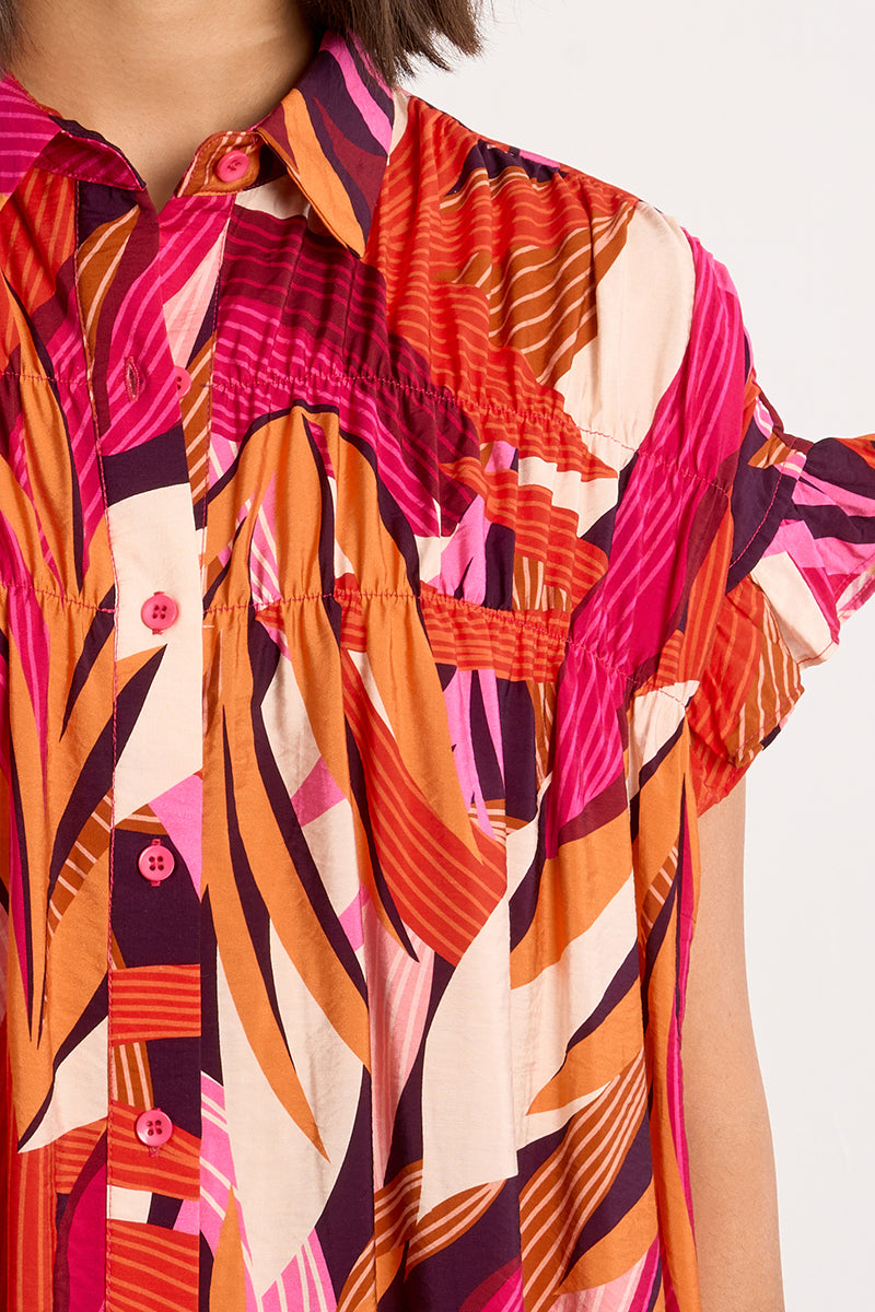 SHIRT DRESS | MARQUISE SMOCKED-Dress-MOLLY BRACKEN-Coriander