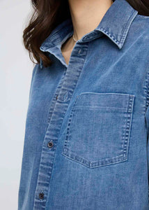 SHIRT DRESS | PERFORMANCE DENIM LITE-Dress-DUER-Coriander