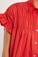 SHIRT DRESS | RED SMOCKED-Dress-MOLLY BRACKEN-Coriander