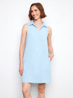 SHIRT DRESS | SLEEVELESS: BLUE BELL-Dress-CHARLIE B-Coriander