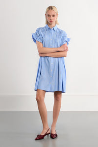 SHIRT DRESS | STRIPE SMOCKED-Dress-MOLLY BRACKEN-Coriander