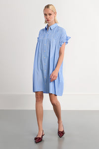 SHIRT DRESS | STRIPE SMOCKED-Dress-MOLLY BRACKEN-Coriander