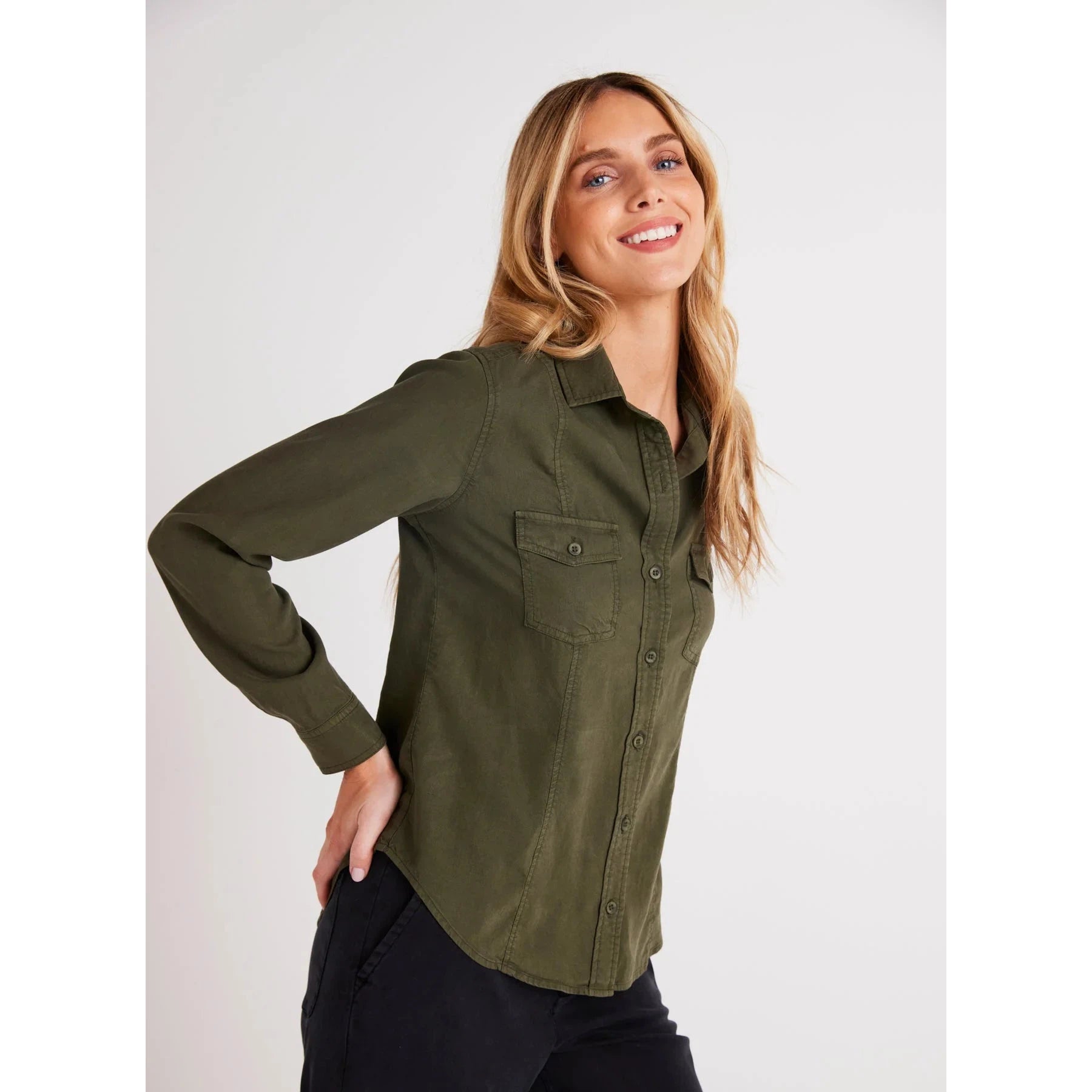 SHIRT | LONG SLEEVE SEAMED-Top-BELLA DAHL-Coriander