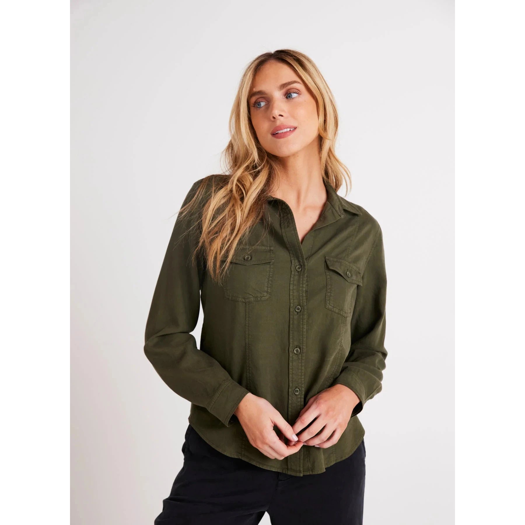 SHIRT | LONG SLEEVE SEAMED-Top-BELLA DAHL-Coriander