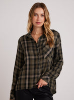 SHIRT | SLOUCHY POCKET BUTTON DOWN-Tops-BELLA DAHL-XSMALL-PLAID-Coriander