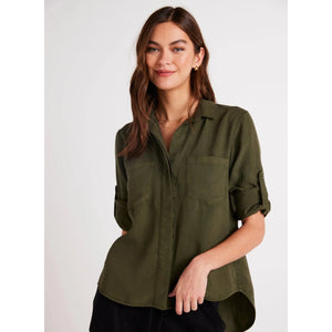 SHIRT | SPLIT BACK BUTTON DOWN-Top-BELLA DAHL-SMALL-HERB-Coriander
