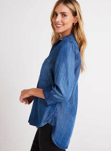 SHIRT TAIL BUTTON DOWN-Tops-BELLA DAHL-Coriander