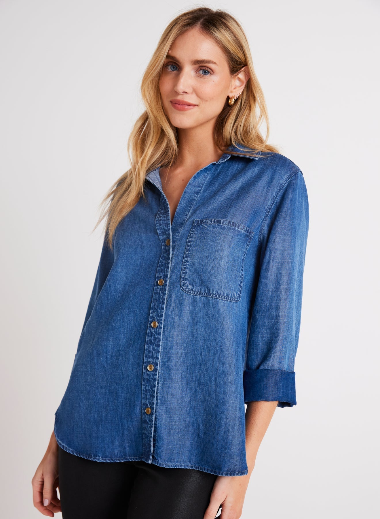 SHIRT TAIL BUTTON DOWN-Tops-BELLA DAHL-XSMALL-HAZE-Coriander