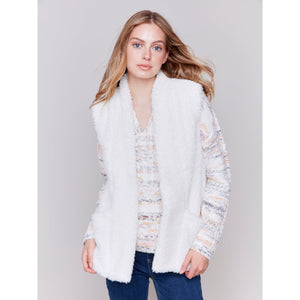 SHORT FAUX FUR VEST-Jackets & Sweaters-CHARLIE B-XSMALL-ECRU-Coriander