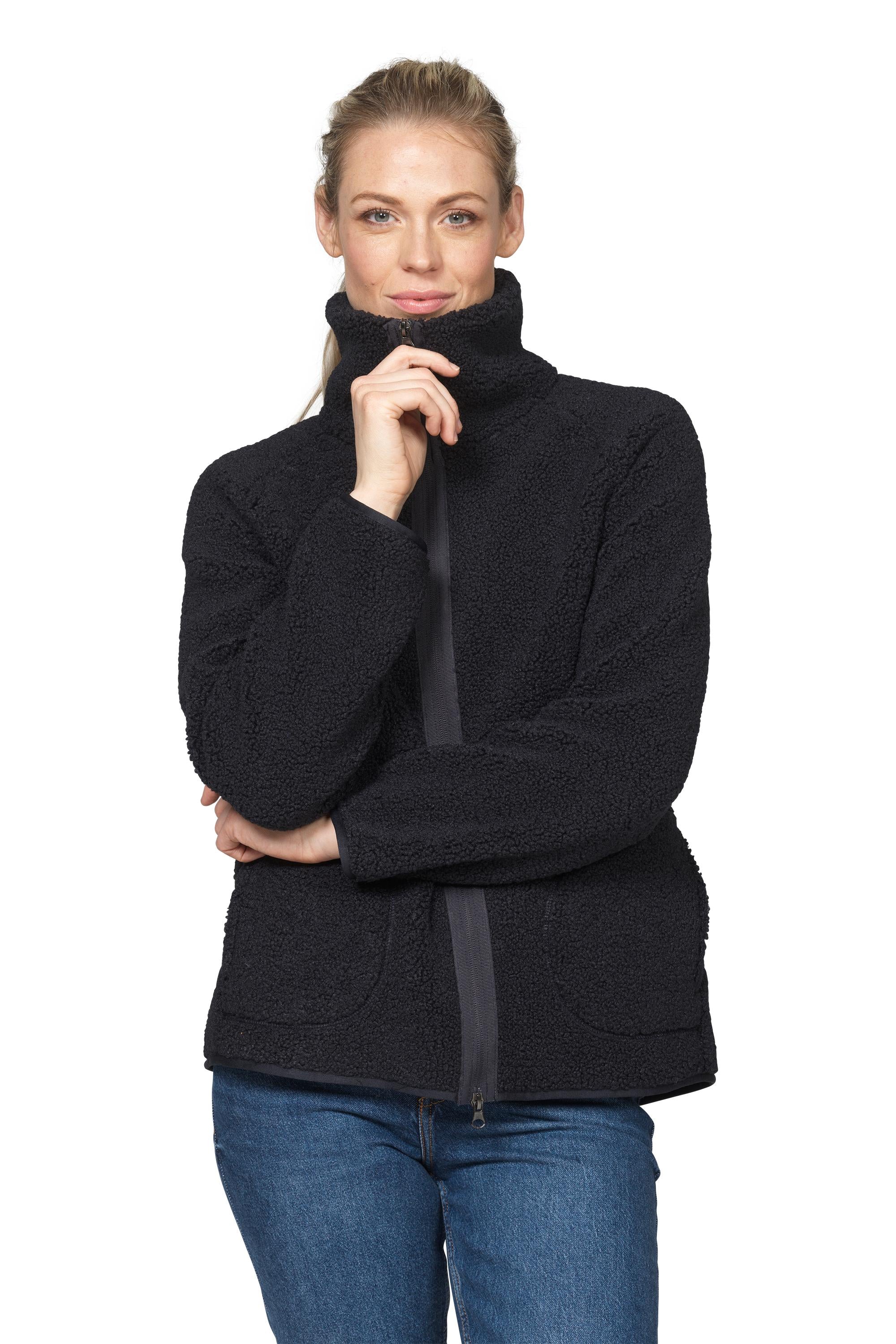SHORT JACKET | BONDED PILE with ZIPPER-Jackets & Sweaters-ILSE JACOBSEN-36-DARK INDIGO 660-Coriander