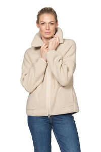 SHORT JACKET | BONDED PILE with ZIPPER-Jackets & Sweaters-ILSE JACOBSEN-Coriander