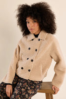 SHORT JACKET | FAUX SHEEPSKIN-Jackets & Sweaters-MOLLY BRACKEN-XSMALL-Beige-Coriander