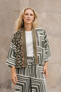 SHORT KIMONO CARDI | WILLOW-Jackets & Sweaters-SHANNON PASSERO-ONE-ADVENTURE ANIMAL PRN-Coriander