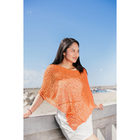 SHORT POPCORN KNIT PONCHO-Uncategorised-SUZIE BLUE-ORANGE-Coriander
