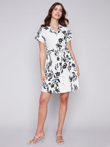 SHORT SLEEVE BUTTONED DRESS-Dresses-CHARLIE B-Coriander