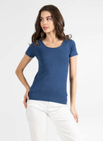 SHORT SLEEVE SCOOP NECK TOP-Tops-CEST MOI-ONE-DENIM BLUE-Coriander