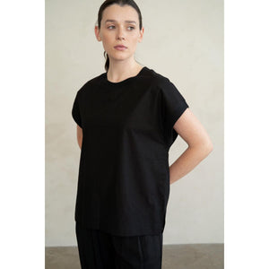 SHORT SLEEVE TEE | MINIMAL-Tops-ELLE GREY-SMALL-Black-Coriander