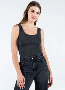 SHORT TANK-Top-CEST MOI-ONE-HEATHER BLACK-Coriander