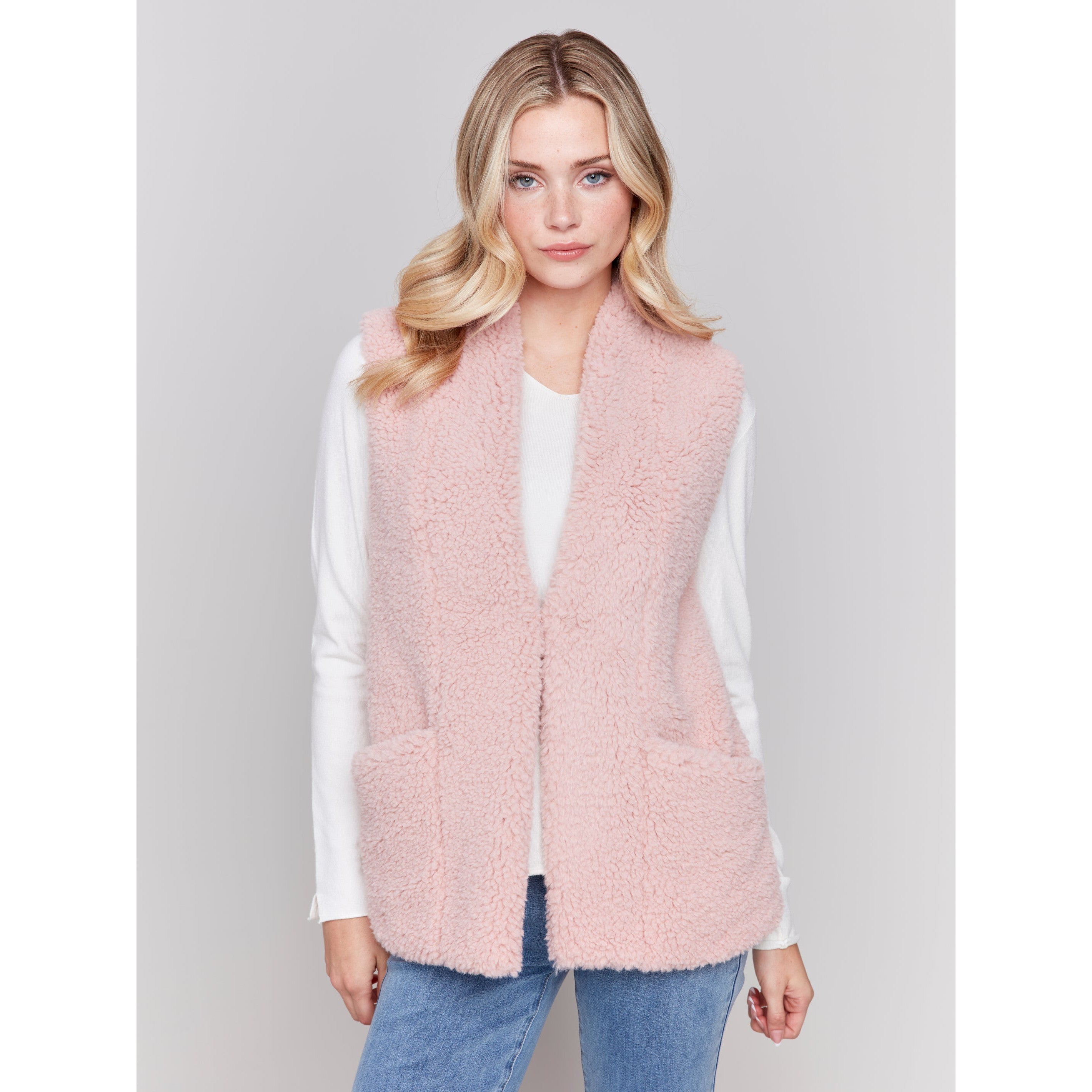 SHORT VEST | FAUX FUR-Jackets & Sweaters-CHARLIE B-XSMALL-QUARTZ-Coriander