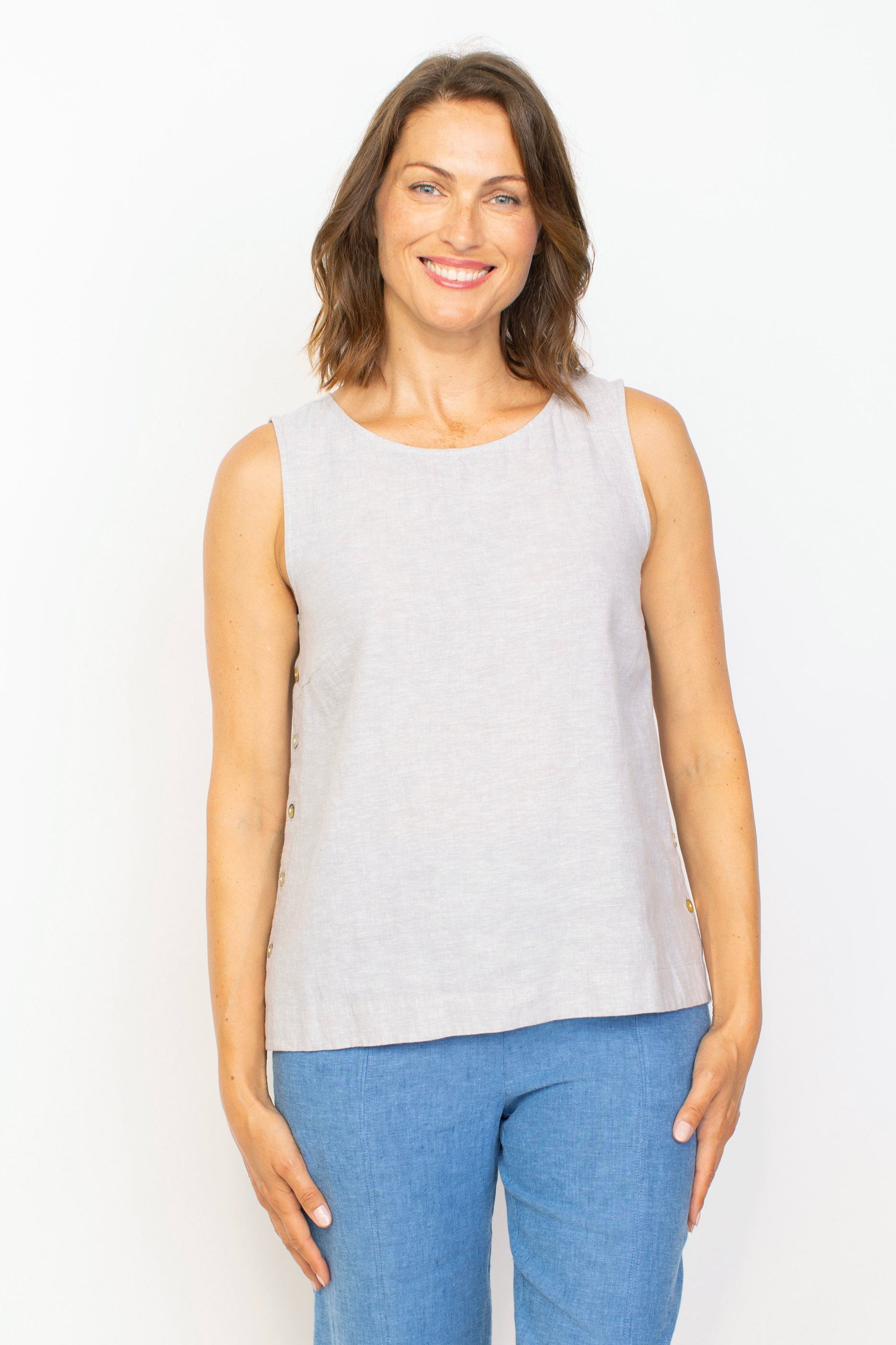 SIDE BUTTON TANK-Tops-HABITAT-Coriander