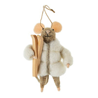 SKIER MOUSE ORNAMENT-Ornament-INDABA TRADING-Coriander