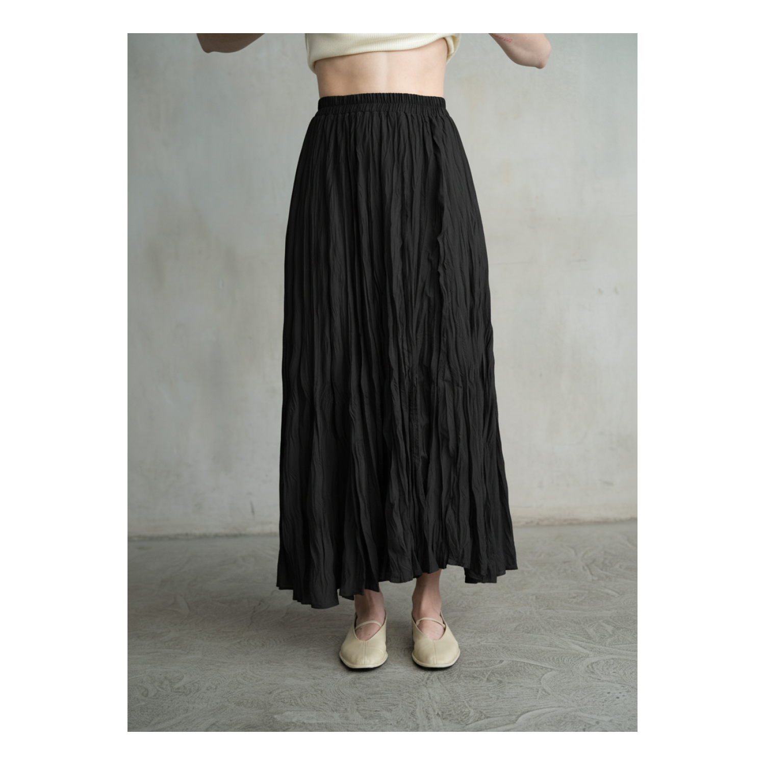 SKIRT | ELEGANT CRINKLED-Bottoms-ELLE GREY-Coriander