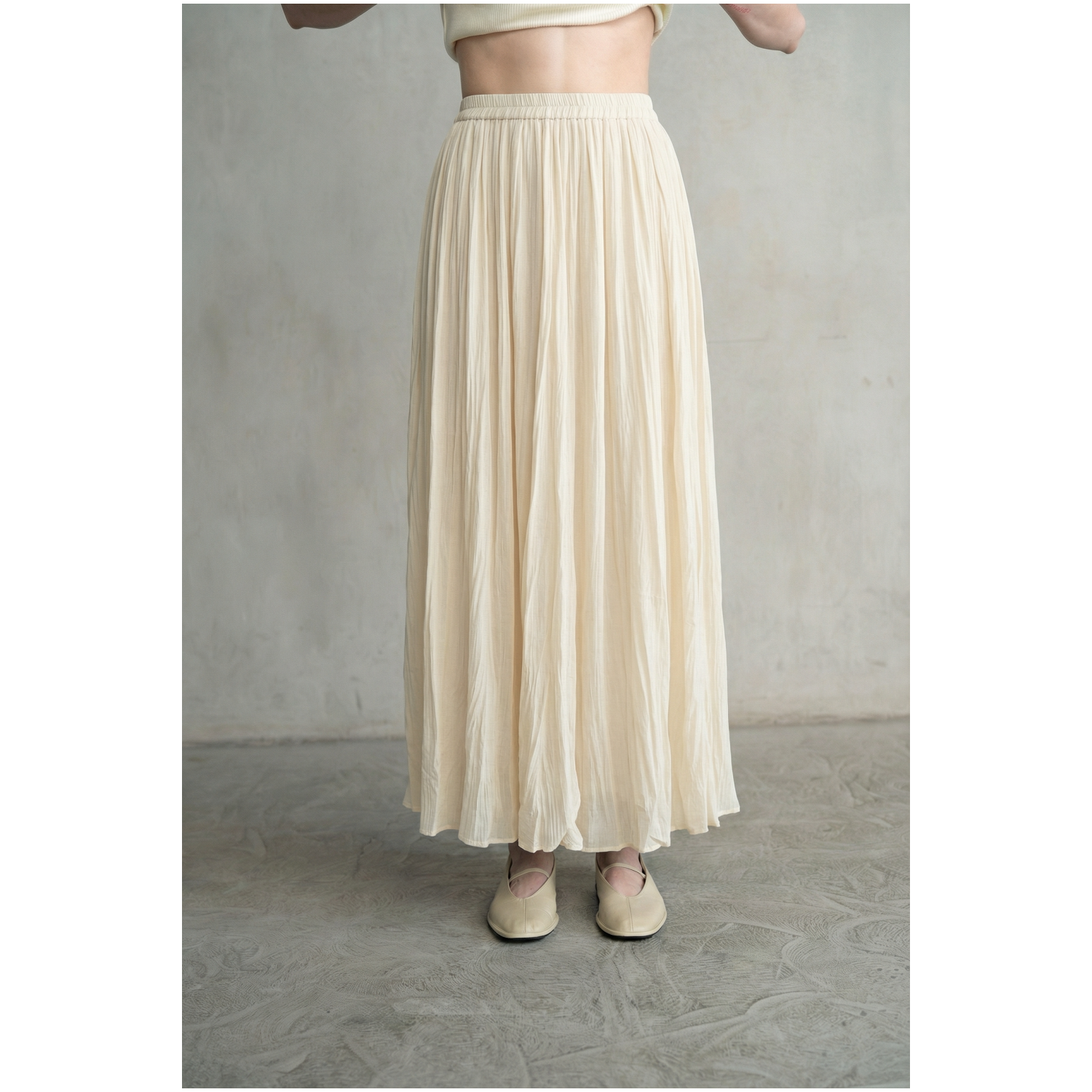SKIRT | ELEGANT CRINKLED-Bottoms-ELLE GREY-Coriander