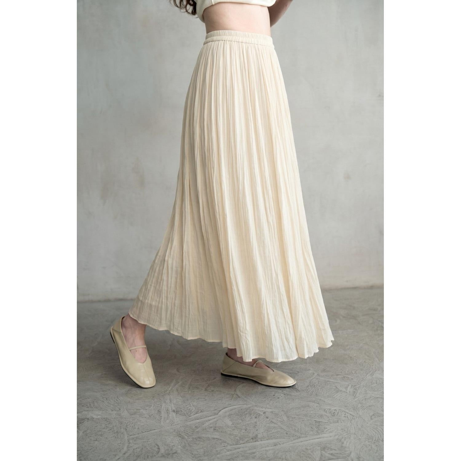 SKIRT | ELEGANT CRINKLED-Bottoms-ELLE GREY-Coriander