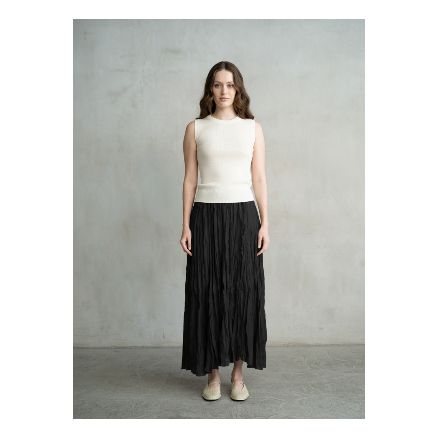 SKIRT | ELEGANT CRINKLED-Bottoms-ELLE GREY-SMALL-Black-Coriander