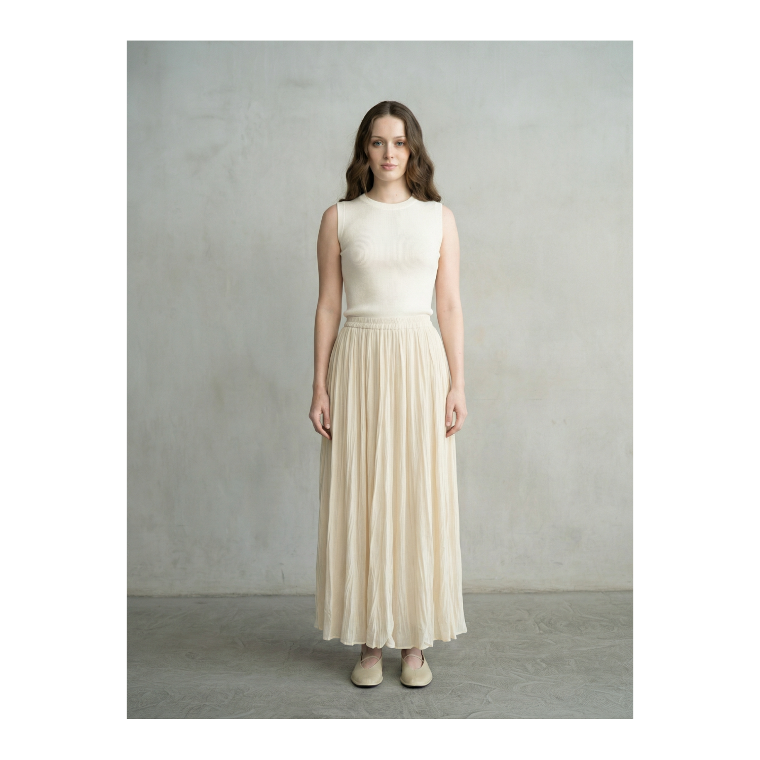 SKIRT | ELEGANT CRINKLED-Bottoms-ELLE GREY-SMALL-CREAM-Coriander