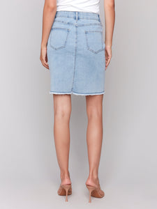 SKORT | STRETCH DENIM W/FRAYED HEM-Bottoms-CHARLIE B-Coriander