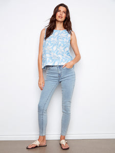 SLEEVELESS BLOUSE | BACK BUTTON DETAIL-Top-CHARLIE B-Coriander