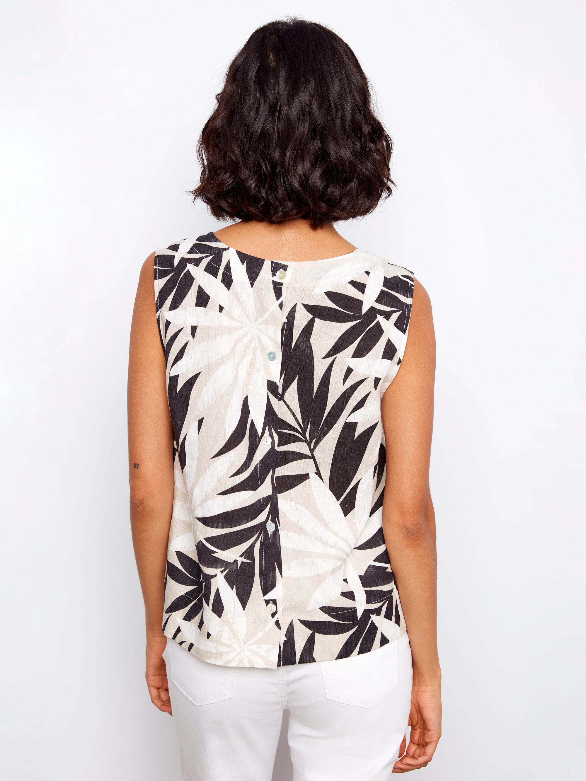 SLEEVELESS BLOUSE | BACK BUTTON DETAIL-Top-CHARLIE B-Coriander