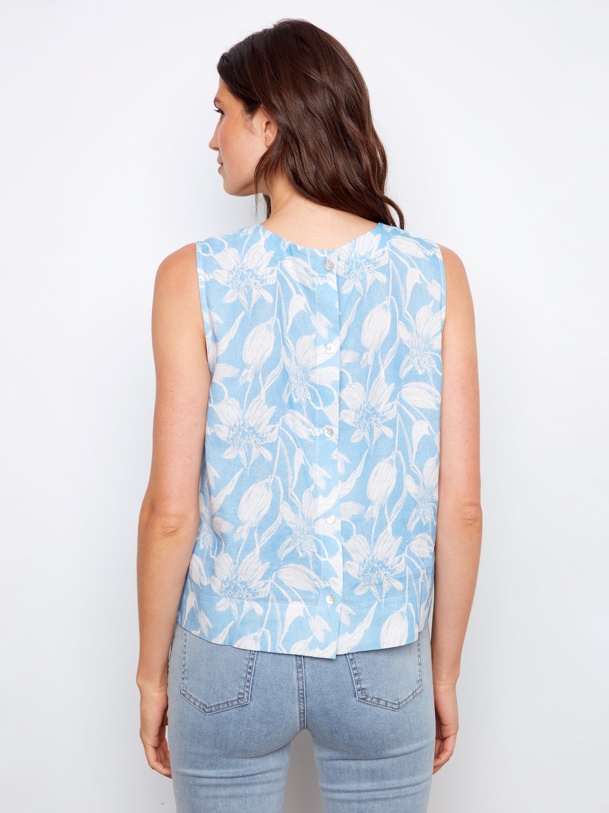 SLEEVELESS BLOUSE | BACK BUTTON DETAIL-Top-CHARLIE B-Coriander