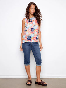 SLEEVELESS BLOUSE | KEYHOLE: RETRO-Top-CHARLIE B-Coriander