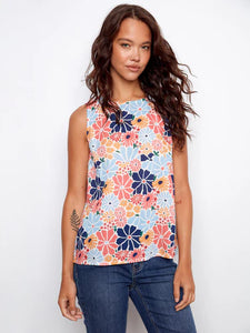 SLEEVELESS BLOUSE | KEYHOLE: RETRO-Top-CHARLIE B-XSMALL-RETRO-Coriander