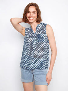 SLEEVELESS BLOUSE | MINI GEO-Top-CHARLIE B-Coriander