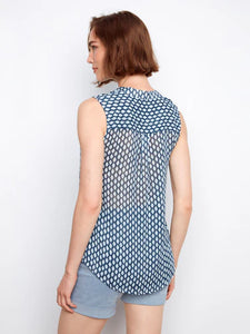 SLEEVELESS BLOUSE | MINI GEO-Top-CHARLIE B-Coriander
