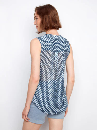 SLEEVELESS BLOUSE | MINI GEO-Top-CHARLIE B-Coriander