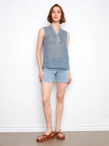 SLEEVELESS BLOUSE | MINI GEO-Top-CHARLIE B-Coriander