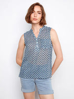SLEEVELESS BLOUSE | MINI GEO-Top-CHARLIE B-XSMALL-MINI-Coriander