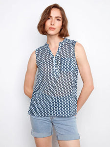 SLEEVELESS BLOUSE | MINI GEO-Top-CHARLIE B-XSMALL-MINI-Coriander
